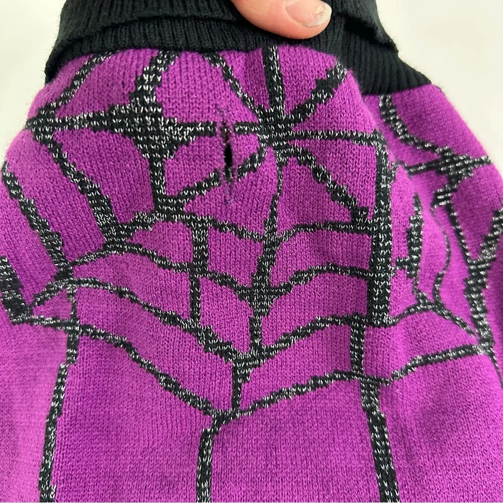 Kyeese Wear Purple and Black Dog Sweater Size XXL Silver Spider Web Design